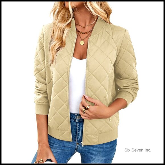Jackets & Blazers - Lightweight Bomber Jacket Casual Zip Up Classic Retro Oversized Style with